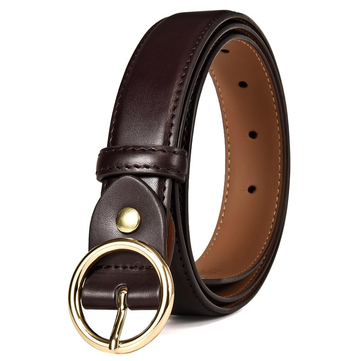 

Ремень Корейская версия Пряжка с пробивкой Круглый Натуральная кожа Воловья кожа Тонкий Женский ремень Женский с автомобильной проволокой