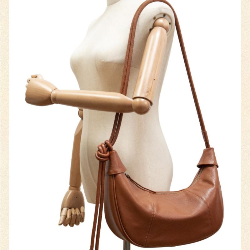 Johnature Genuine Leather Moon Bag Casual Solid Color Commuting Large Capacity Soft Cowhide Women's Shoulder Bags