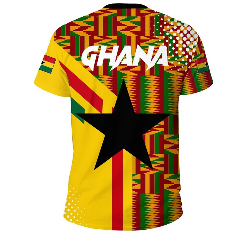 African Ghana T-shirt Fashion 3D Printed Coat Of Arms T Shirts For Men Casual Round Neck Tees Summer Sports Tops Short Sleeves