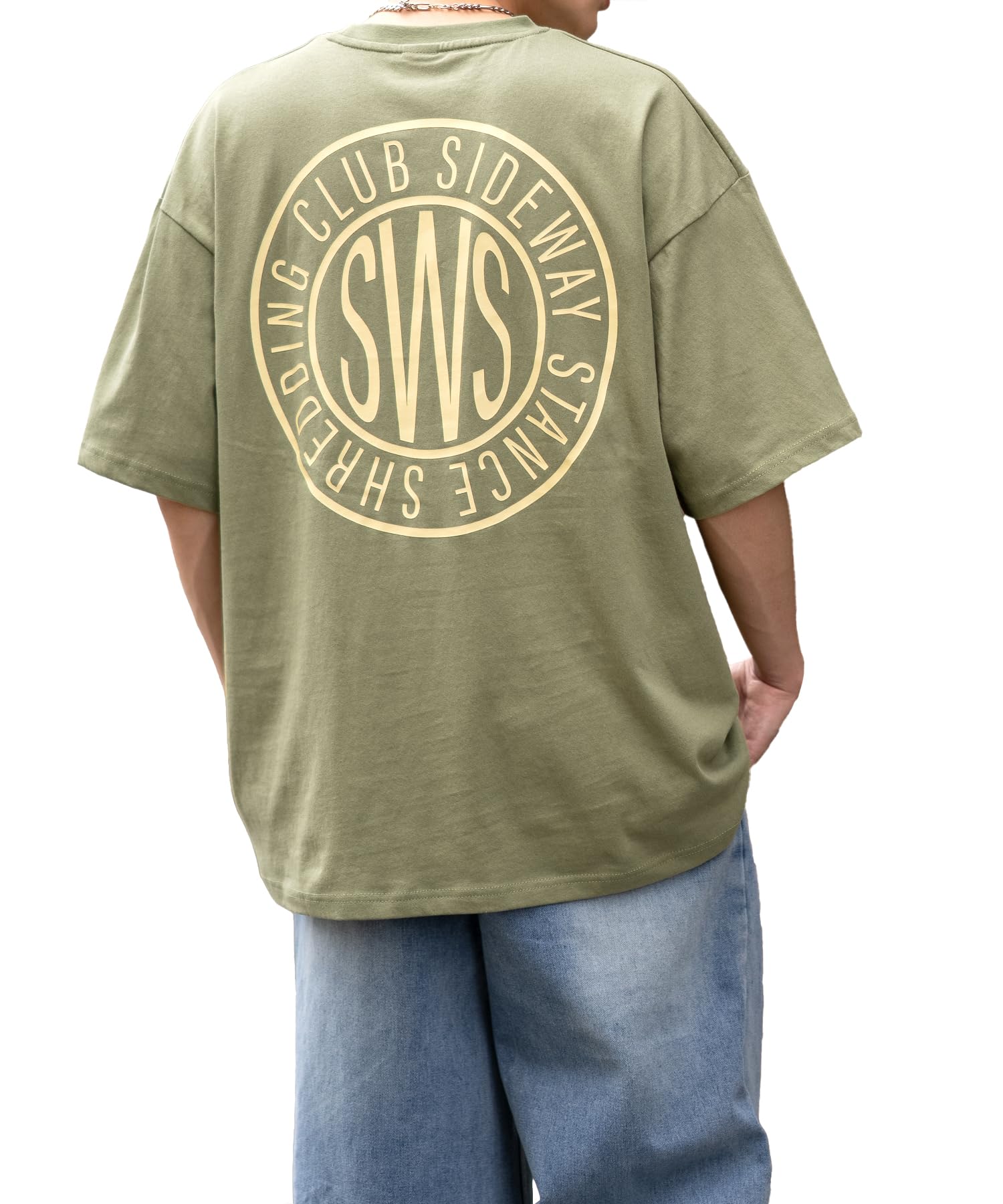 

IMPROMES Casual SIDEWAYSTANCE Thick Circle Logo Short Sleeve T-Shirt, Men s, Khaki