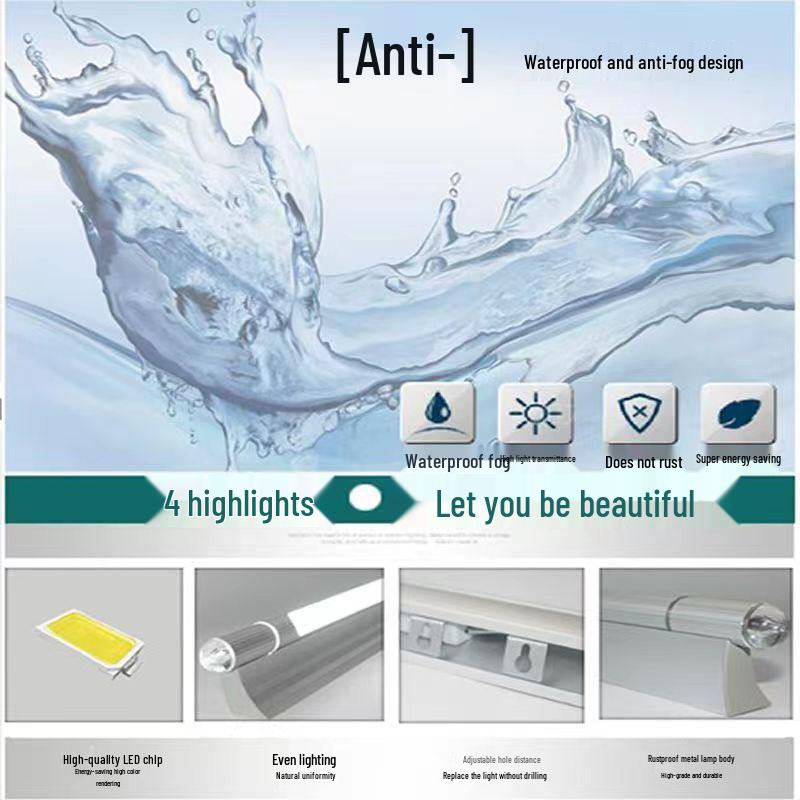 LED Waterproof Bathroom Vanity Light with High Transmittance PVC and Aluminum