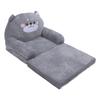 Kids Sofa Cartoon Gray Dog Style Foldable Wide Handle Soft Breathable Toddler Chair for Reading Relaxing Sleeping