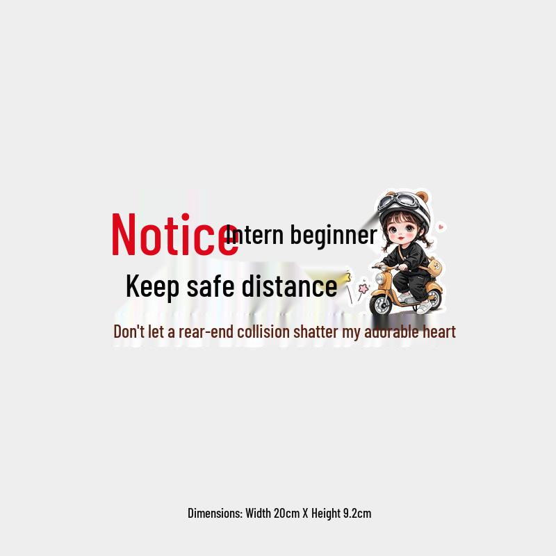 Beginner Driver Caution: Maintain Distance - Female Driver Rear Windshield Sticker