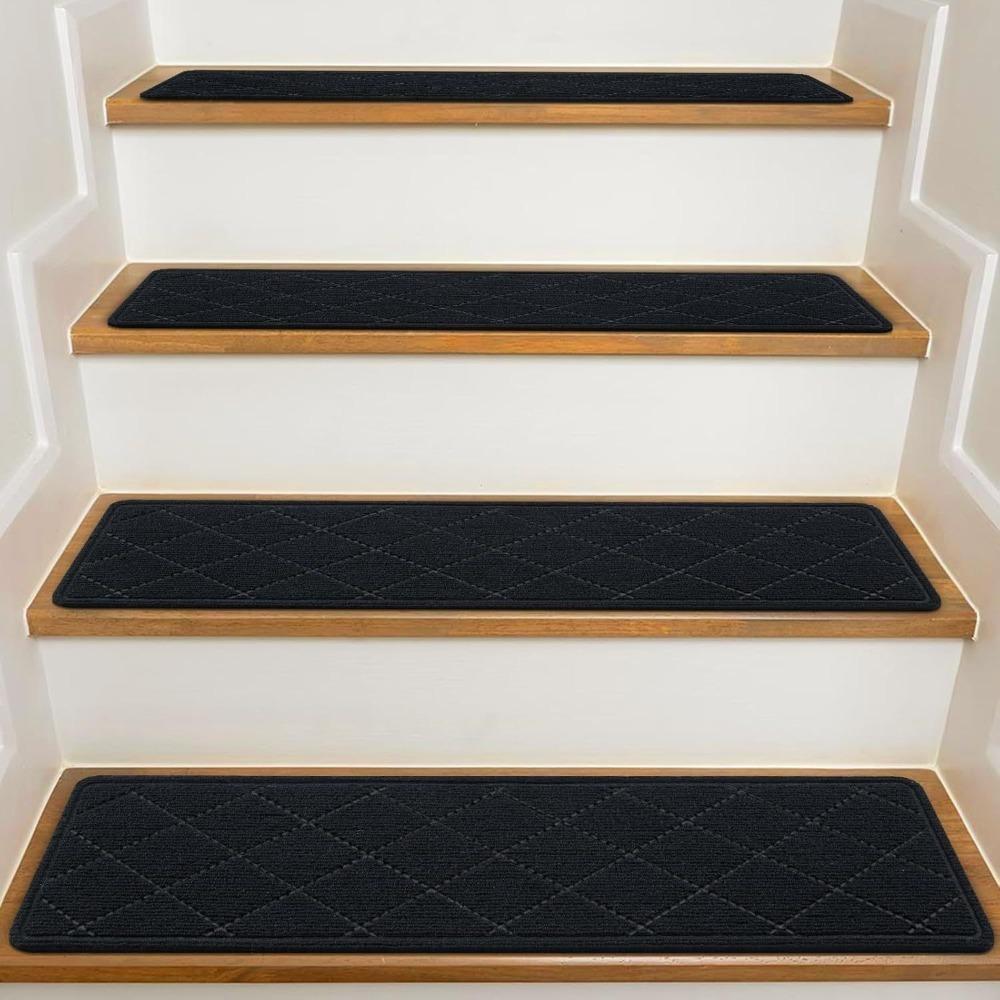 1pc Home Deco Non-Slip Stair Treads Self-adhesive Washable Carpet 8x30 Inch TPR Backing Stair Mats for Most Steps