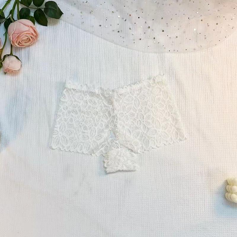Ladies Summer Sexy Lace Jacquard Breathable Transparent Low Waist Flat Angle Briefs
