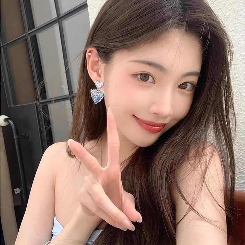 Luxus Kristall Herz Liebe Ohrstecker Für Frauen Mädchen Französisch Ins Vintage 2025 Mode Koreanisch Hochzeit Romantischer Schmuck Geschenke