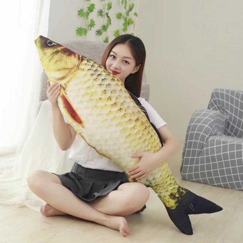 Creative Simulation Crucian Carp Throw Pillow Cushion Doll Salted Fish Big Doll Plush Toy Spoof Whole Person Birthday Gift Woman