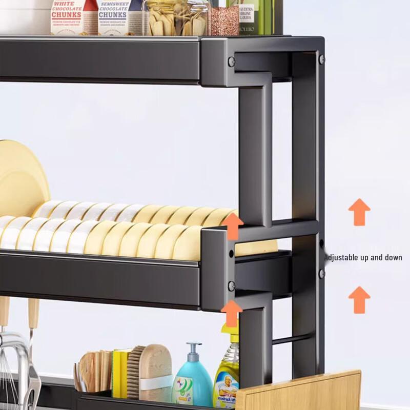 Beifu Carbon Steel Double-Layer Kitchen Sink Organizer Rack, 66cm