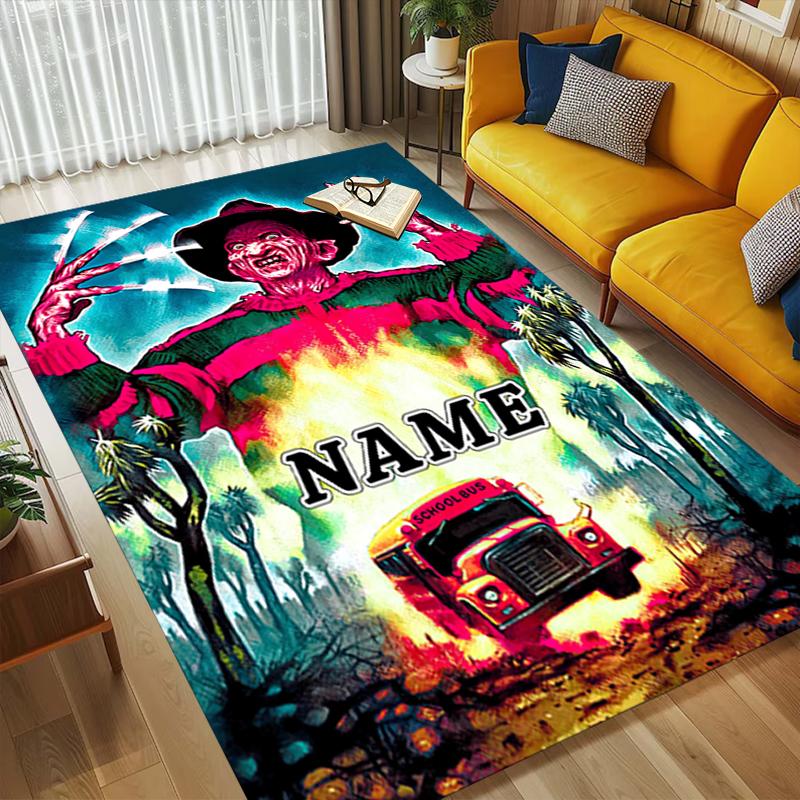 Custom Name Nightmare Icon Living Room Non-Slip Area Rug Soft Carpet for Bedroom Kids Playroom Sofa Office Home Decor Doormat