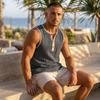 Vintage Men's Linen Tank Top Summer Beach Sleeveless Henley Shirts Hippie Boho Solid Vest Casual Loose Breathable Tops Male Clothes 2026