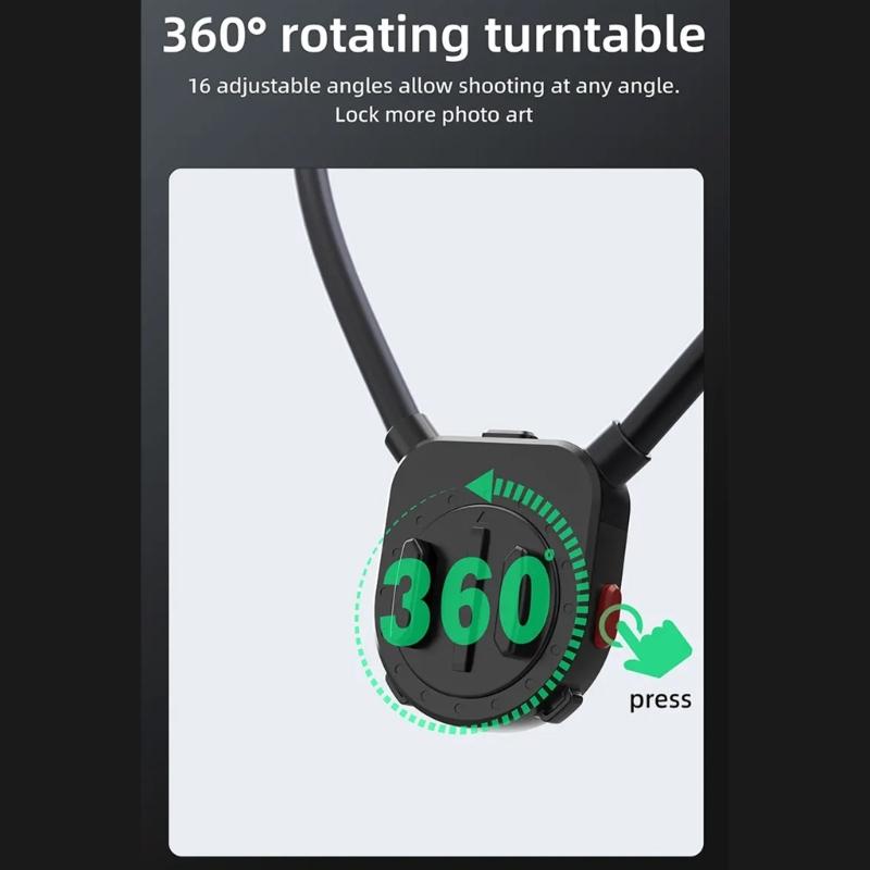 Neck Mount Holder Magnetic Quick Snap Camera Harness for 360 Action Camera Handsfree Action Recording, 360 Degree View