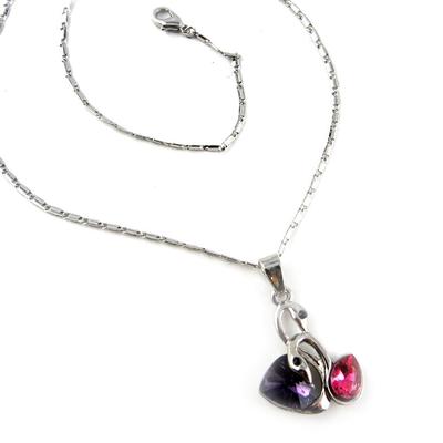 [K8062] - Designer Necklace 'Swans' Purple Pink