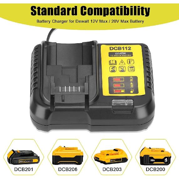 20V Fast Charger Compatible for De Walt 20V Max Battery, DCB107 DCB115 DCB112 DCB118 Charger Compatible for De Walt 12V 20 Volt Max Lithium Battery