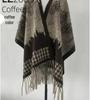 Trendy Imitation Cashmere Houndstooth Plaid Cape Scarf with Tassels for Autumn/Winter