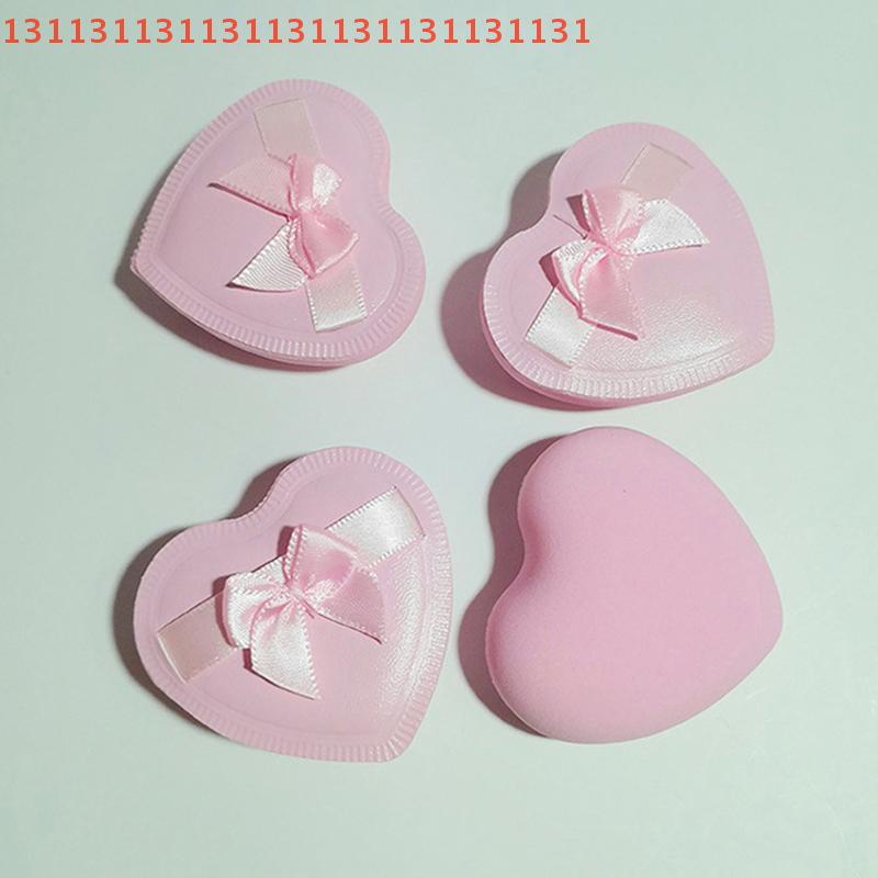 2/5 Stück Herz Schleife Make-up Puderquasten, die sowohl trocken als auch nass verwendet werden können, Zuckerwatte Air Cushion Puderquaste