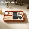 4-Compartment Storage Tray Stylish PU Leather Tray Multipurpose Bedside Desk Holder Decorative Entryway Tray for Phone Key Watch