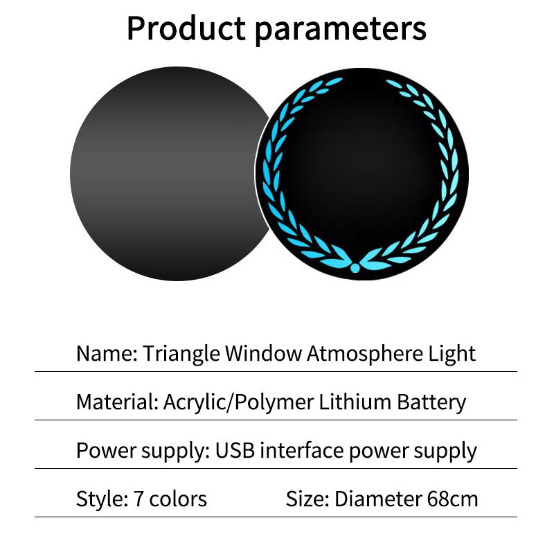 Universal For Porsche Car Triangle Window LED Decorate Light Car Rear Window Atmosphere Lamp Intelligent Luminous Seven Color