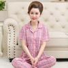Summer cotton pajamas women's short-sleeved trousers middle-aged women's plus-size cardigan set thin loungewear