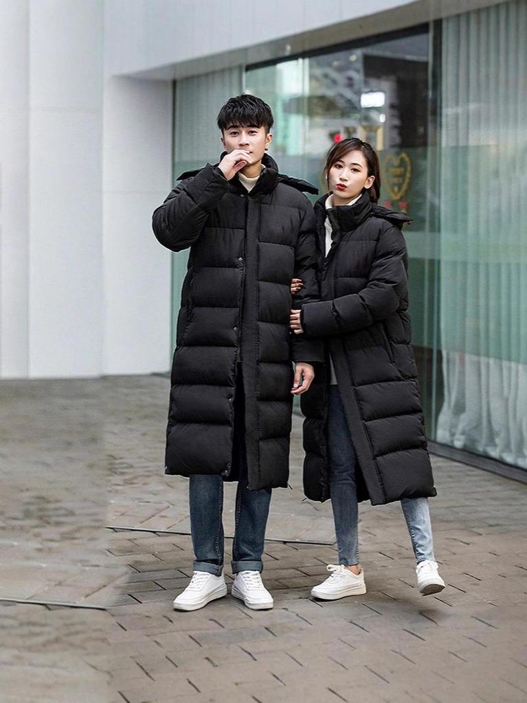 9868 Men's Mid-Length Plus Size Winter Down Cotton Jacket - Loose, Warm Casual Outerwear