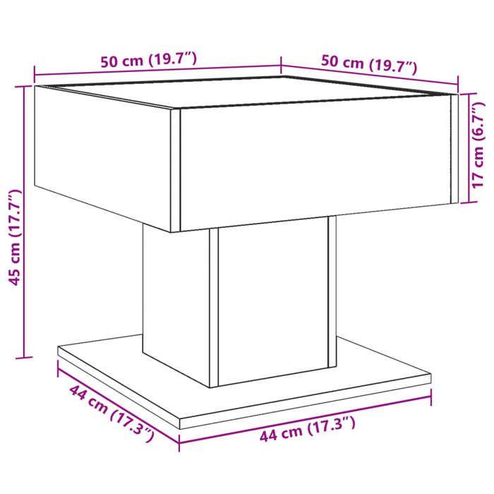 VidaXL Table basse avec LED blanc 50x50x45 cm bois d'ingénierie 847525