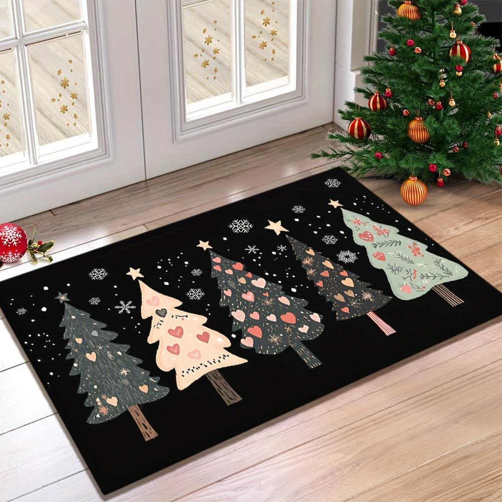 VIKAMA Christmas Carpet 5 Christmas Tree Doormat Welcome Mat Kitchen RugCrystal Velvet Living Room Carpet Rug For Bedroom Home D
