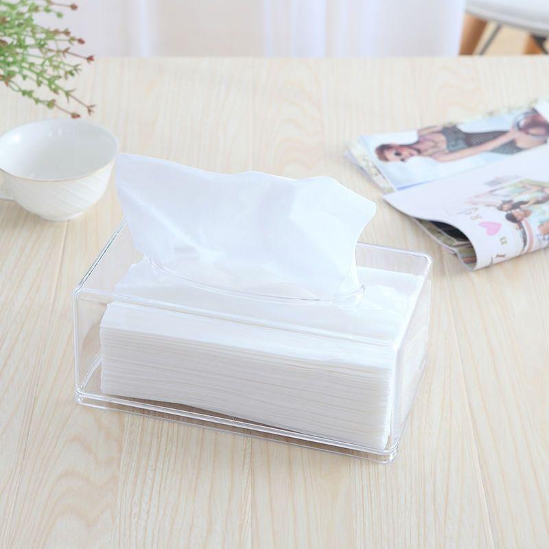 1Pc Clear Acrylic Tissue Box Holder Tissue Dispenser Napkin Holder Car Home Office Desktop Storage Box Organizer Tissue Boxes