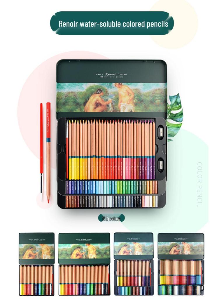Marco Renoir Professionelle Buntstifte: 120 Ölbasierte & 72/36/48 Wasserlösliche Farben zum Zeichnen