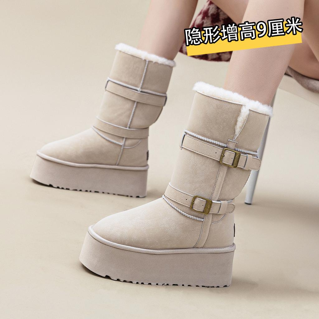 9Cm fashion muffin thick-soled inner height-increasing snow boots women's winter new cotton shoes cotton boots casual women's medium boots