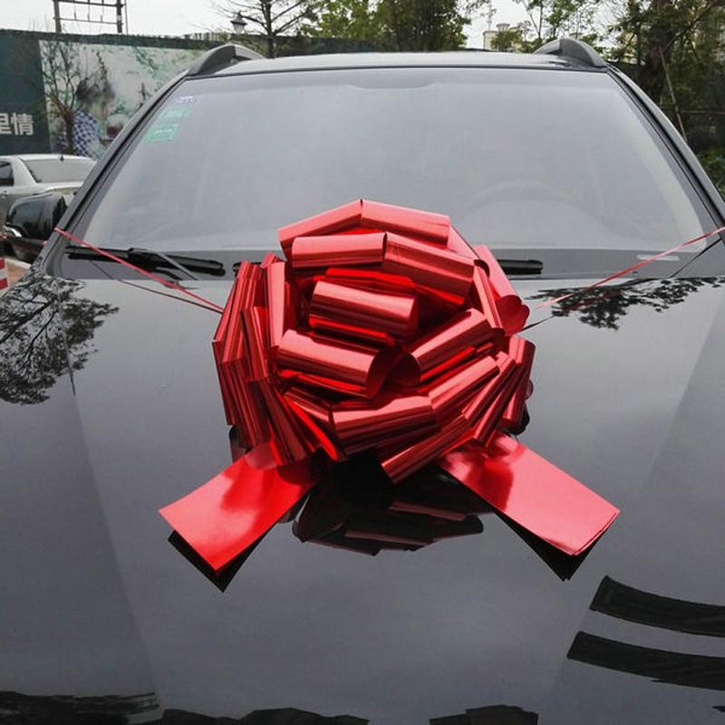 Large Gift Pull Bow Big Metallic Red Car Bows Ribbon for Wedding Birthday Presents Wrapping Christmas Party Home Decoration