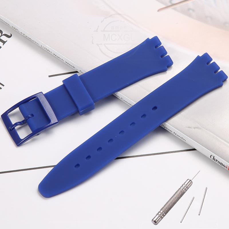 Silicone Watch Band For Swatch 17mm 19mm 20mm Pin Buckle Waterproof Bracelet Wristband Watch Accessories