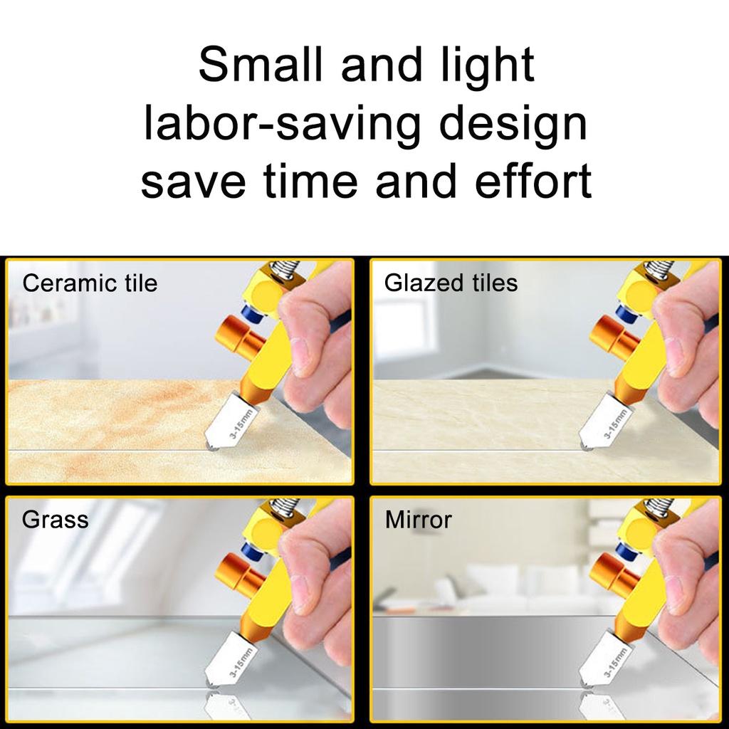 2-In-1  Professional Glass and Tile Cutter Manual Tile Cutter for Cutting Ceramic Tiles Glass Cutter Tile Opener Diamond Cutting Black/Gold