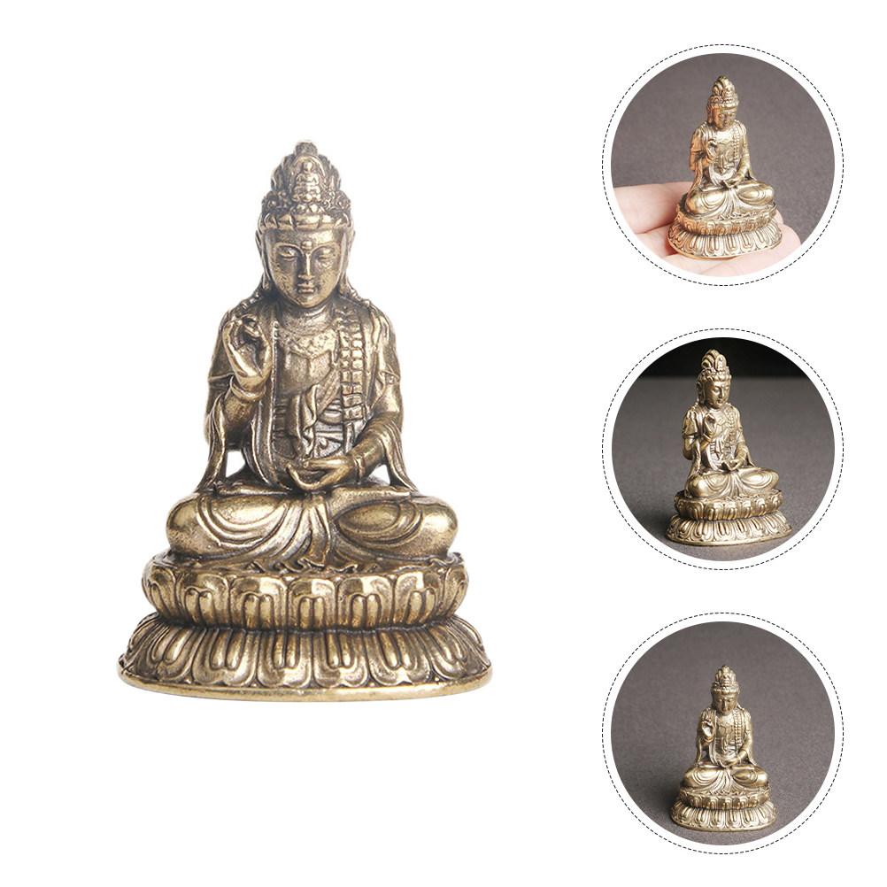 Brass Guanyin Statue Home Decor Retro Indoor Adornment Desktop Ornament for Living Room Bedroom Balcony Garden Temple Use China Mainland