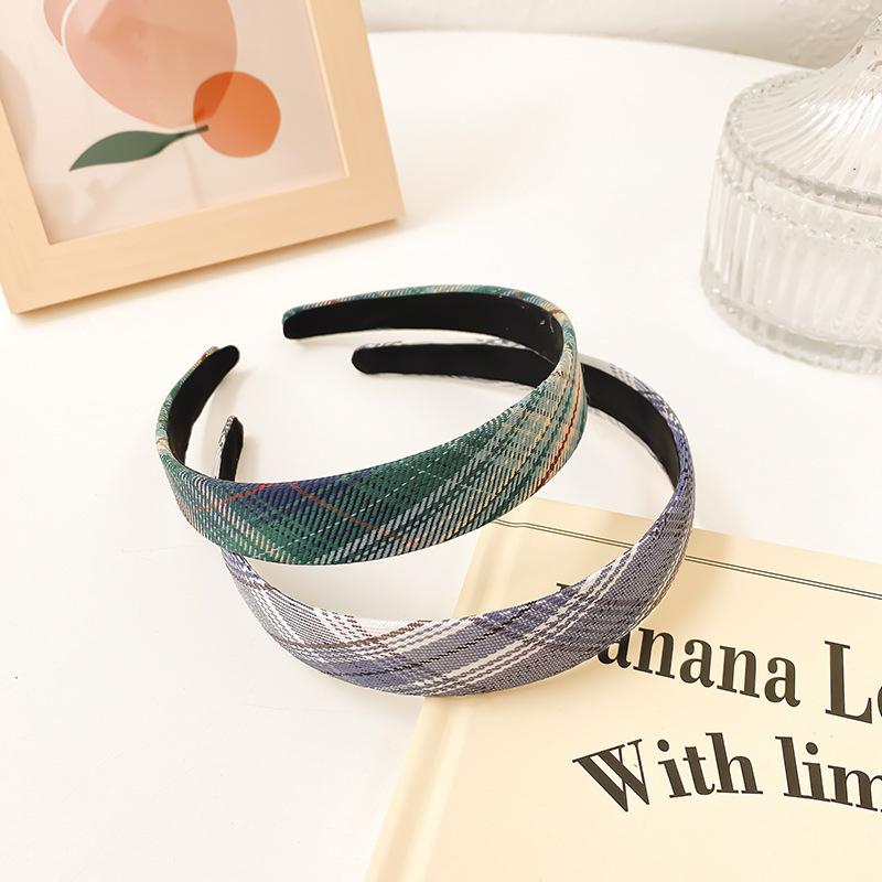 2 Stück/Set 2 cm dünner karierter Stoff-Haarreif für Frauen Mädchen tägliche Presse Haaraccessoires Koreanische JK Studentenuniform Kopfbedeckungen
