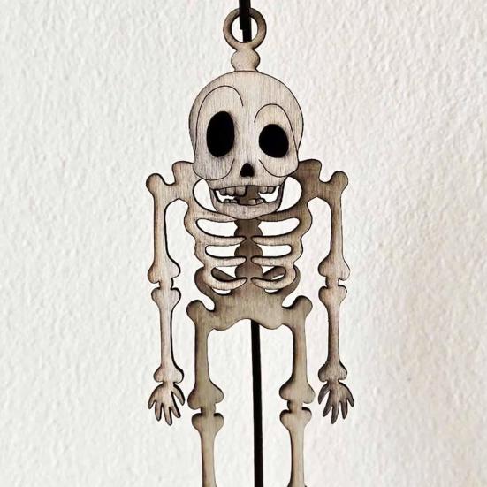 Halloween Swingy Skeleton Ornament Creepy Tree Swing Ghost Wooden Table Sign with Base Home Office Desktop Party Decoration