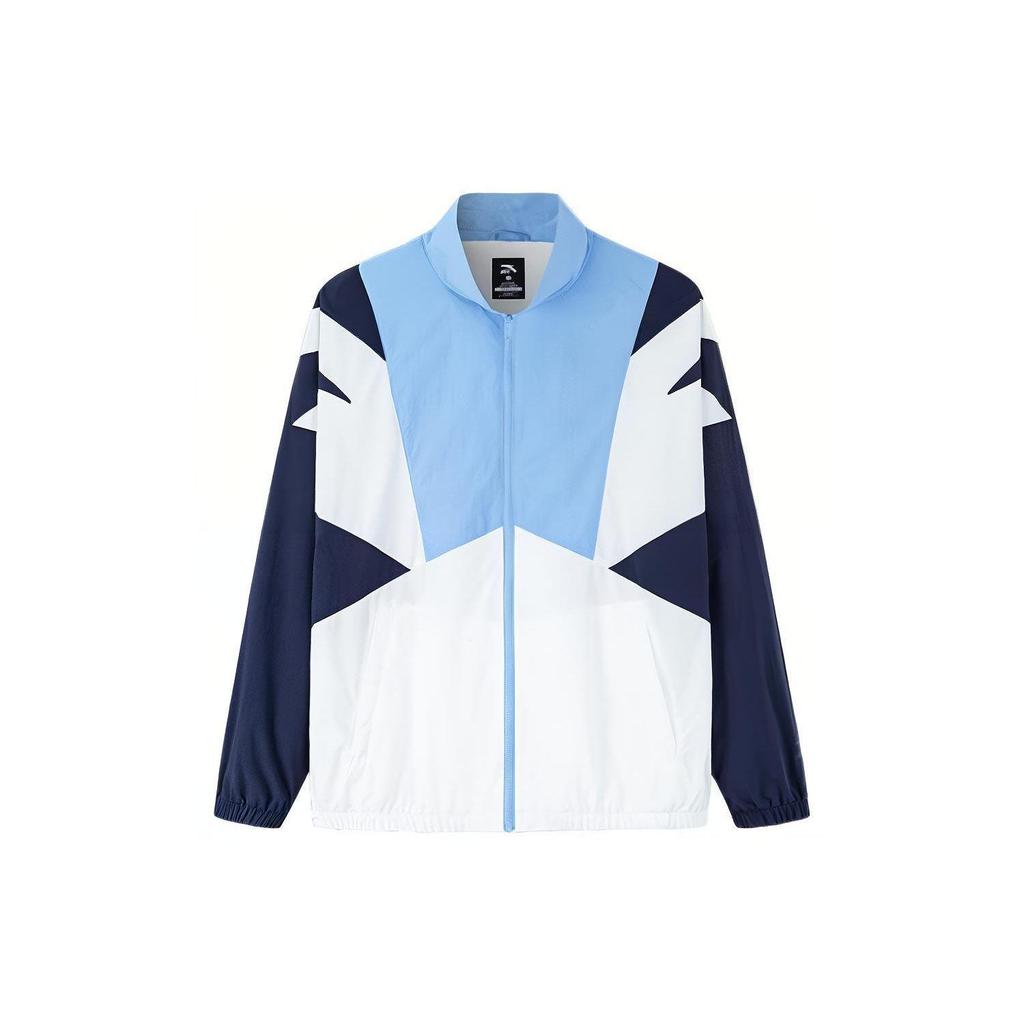 Anta Retro Series Color Block Stand Collar Woven Sports Jacket Light Blue White Navy Unisex 152238601-1