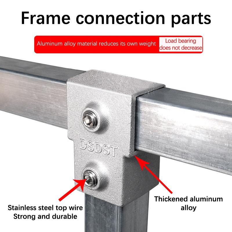 1 Peça Conector de Tubo Quadrado Cotovelo Três Vias Liga de Alumínio Junta Fixa para Tubo Quadrado Rack de Armazenamento