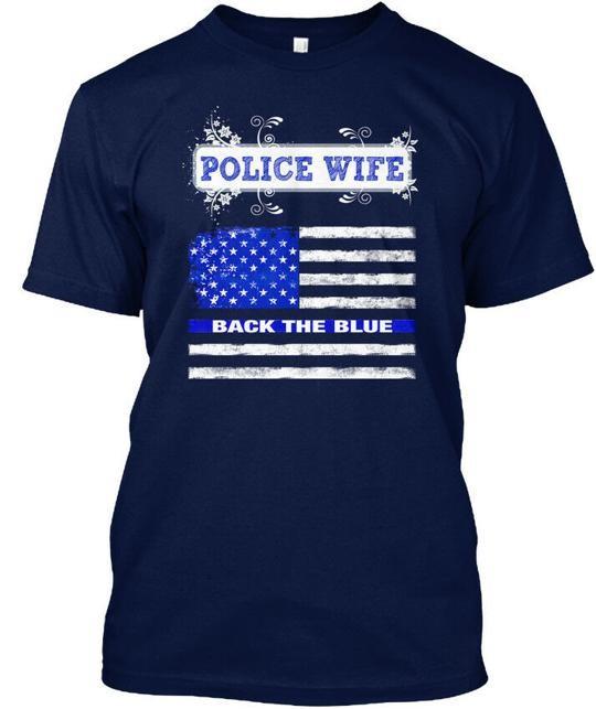 

Жена полицейского Back The Blue - Футболка Сделано в США Размеры от S до 5XL Унисекс Футболка XXXL