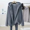 Coats for Women Winter Hooded Thickened Velvet Solid Color Windbreaker Loose Casual Coat Top