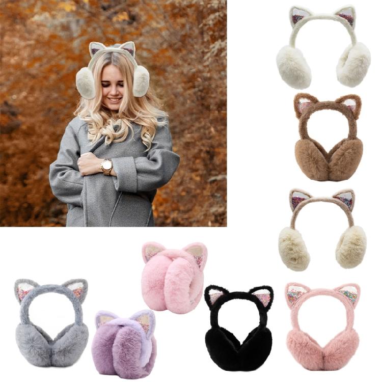 Kitten Earmuffs For Women And Girls, Soft Fleece Lining, Adjustable Winter Ear Cover For Outdoor Use