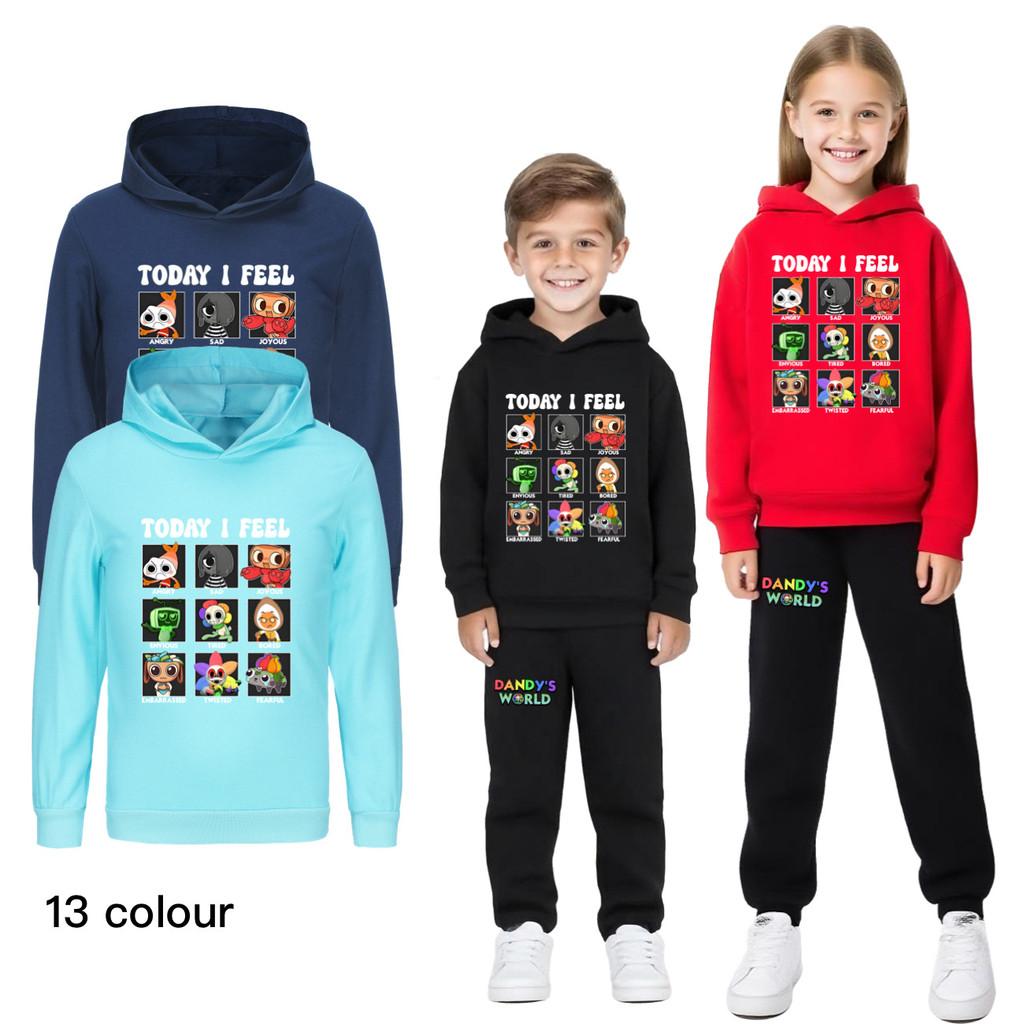 5405 Fashion Casual Kids Boys Girls Dandy World Printed Long Sleeves Hoodies Trousers Clothes Set