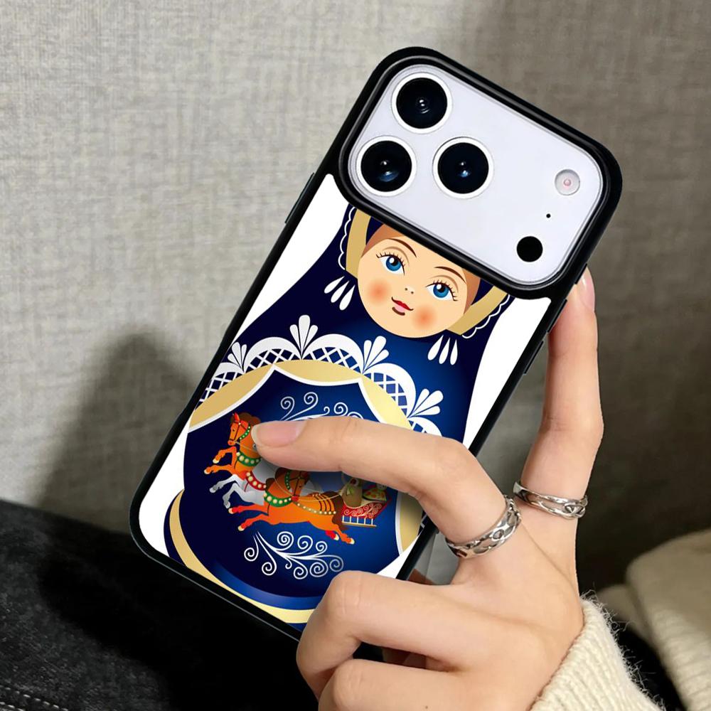 Capa Case for iPhone 17 Air 16 Pro Max 15 Plus 11 13 Mini 14 12 Back Phone Cover Cute Russian Dolls Matriochkas