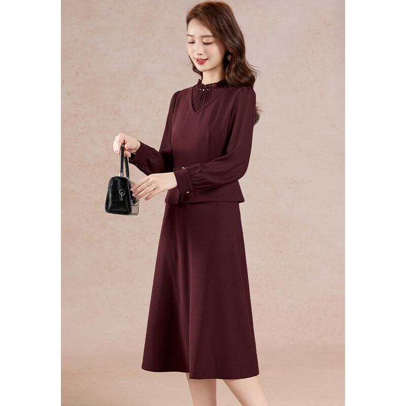 Elegant Spliced Faux Two-Piece Midi Dress