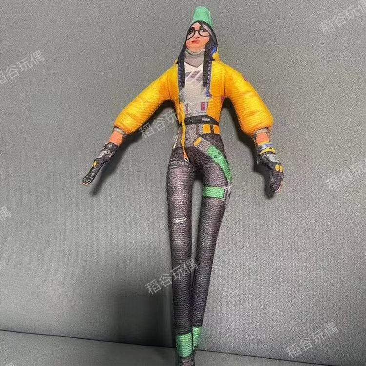 Poupées en Peluche Cosplay Jett Reyna de Valorant Squelette en Fil Métallique Abstrait Fait Main Jouets en Peluche d'Action Décoration de Chambre Cadeaux 28cm