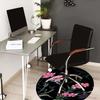 1pc Office Carpet Chair Mats Pink Flowers On Black Background Perfect for Decorating Office Chairss, Or Bedrooms.YDT495
