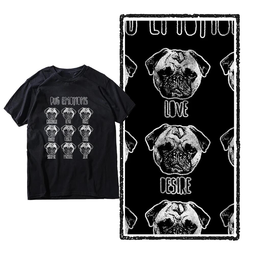 2025 Summer Men's 100% pure cotton T-shirt with Pug Dog print, a trendy streetwear for men