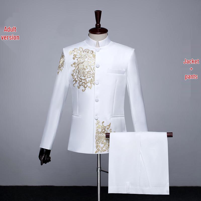 

Мужской вышитый китайский костюм для выпускных и выступлений Extra Large