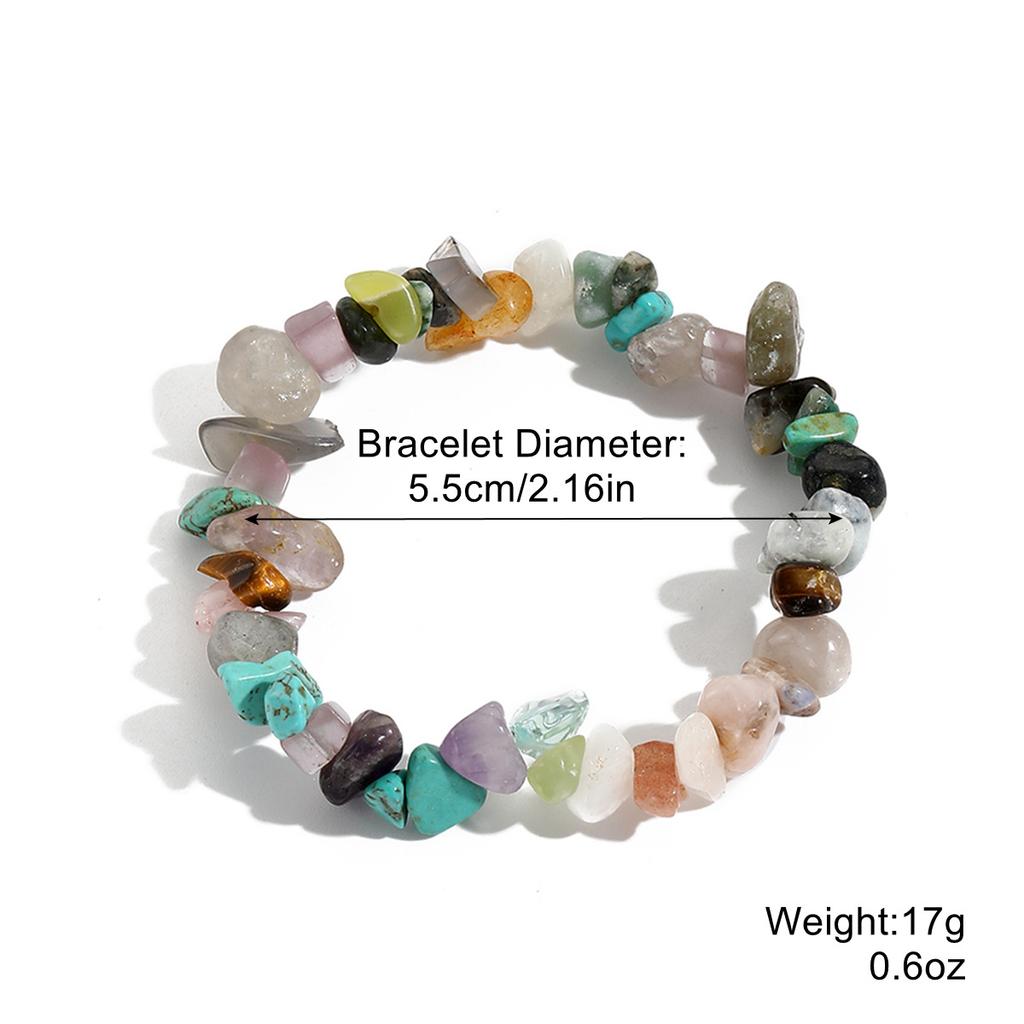 Elastic Bracelet Multi-color Beaded Bracelet Souvenir Bohemian Festival Crushed Stone 1pc Irregular Vacation Women Personality Daily Wear  Accessories