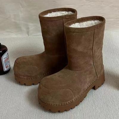 Μόδα Νέες Χοντρόσολες Μπότες Χιονιού για Γυναίκες με Μεγάλη Μύτη Άνετες Χειμερινές Μπότες για Γυναικεία Παπούτσια Χοντρά Ζεστά Βαμβακερά για Γυναίκες 2024