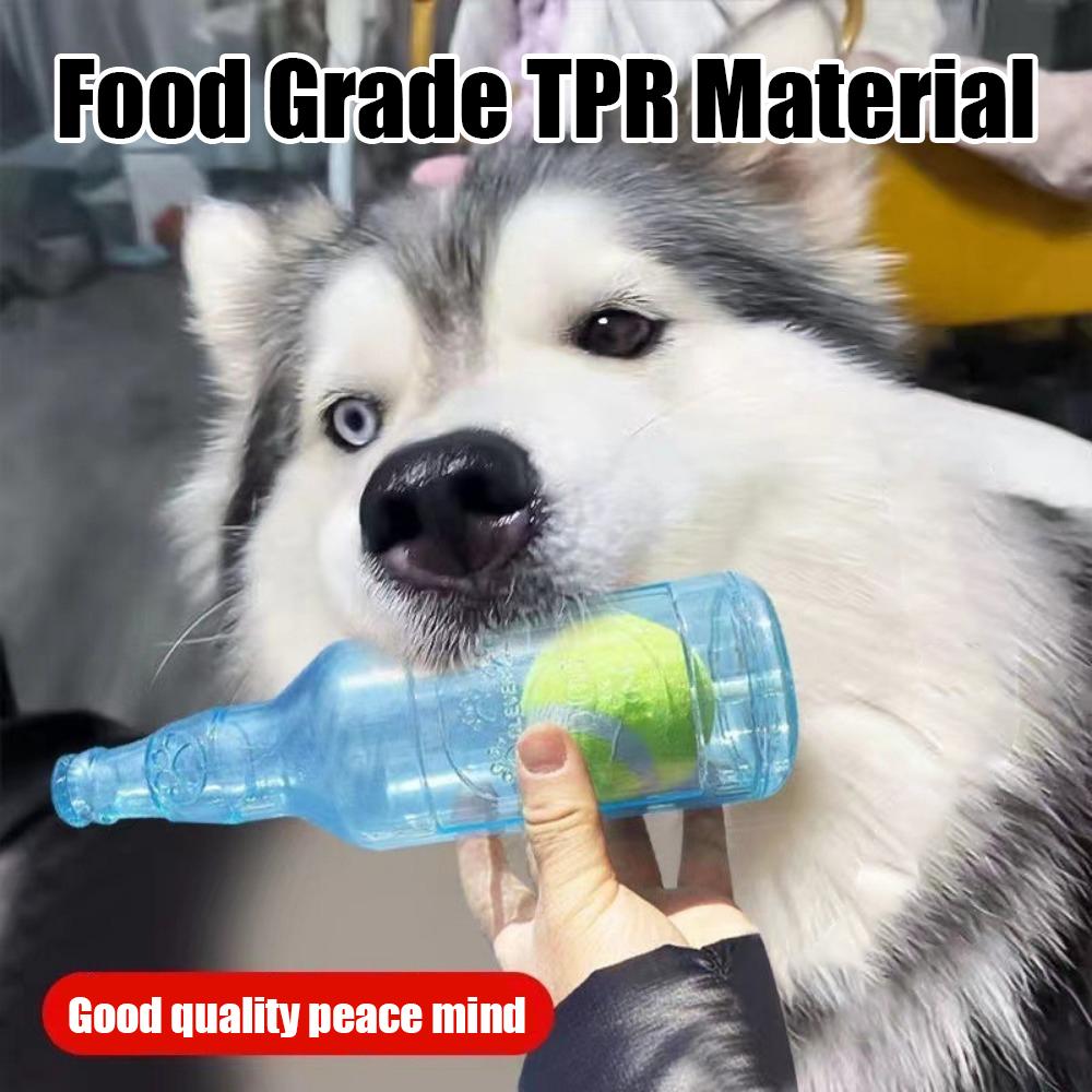Pet Dog Toy Resistant Bite Teething Floating Rubber TPR Wine Bottle with Tennis Ball Large Dogs Puppy Sound Toys Pets Supplies