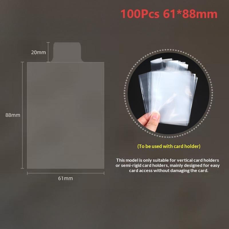 100Pcs Clear Smooth Raised Card Sleeves Transparent Pull Tab Protectors for Trading Card Storage
